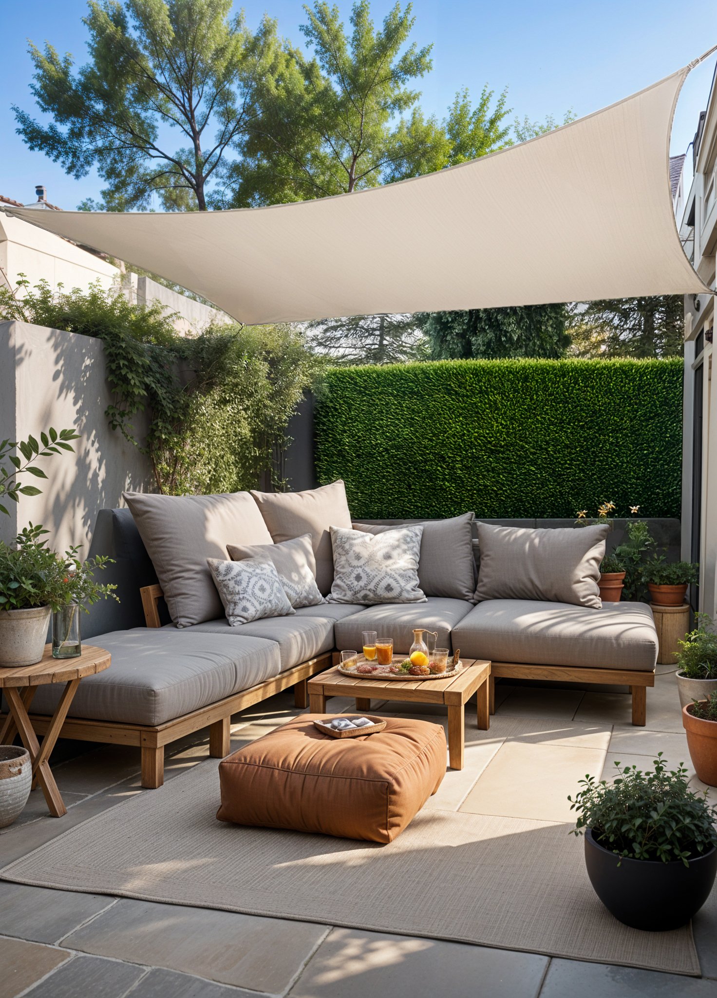 ShadowComfort Schaduwdoek Waterdoorlatend Grijs - Sfeerfoto